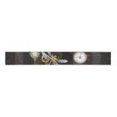 Steampunk Dragonflies op bruine gestreepte achterg Grosgrain Lint (Voorkant)
