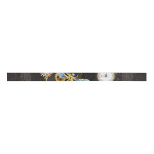 Steampunk Dragonflies op bruine gestreepte achterg Grosgrain Lint