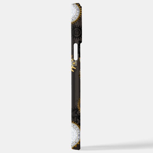 Steampunk Dragonflies op bruine gestreepte achterg iPhone Hoesje (Rechterkant)