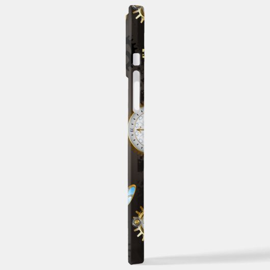 Steampunk Dragonflies op bruine gestreepte achterg iPhone Hoesje (Linkerkant)