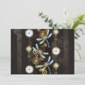 Steampunk Dragonflies op bruine gestreepte achterg Kaart (Staand voorkant)
