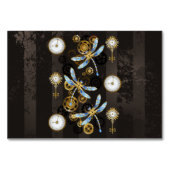 Steampunk Dragonflies op bruine gestreepte achterg Kaart (Voorkant)