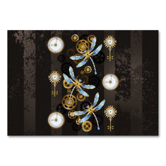 Steampunk Dragonflies op bruine gestreepte achterg Kaart (Voorkant)