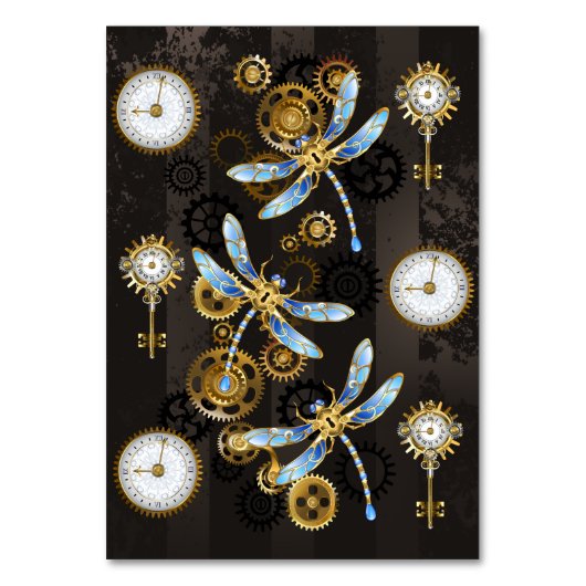 Steampunk Dragonflies op bruine gestreepte achterg Kaart (Voorkant)