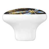 Steampunk Dragonflies op bruine gestreepte achterg Keramische Knop (Zijkant)