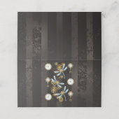 Steampunk Dragonflies op bruine gestreepte achterg Klantenkaartje (Buitenkant ongevouwen)