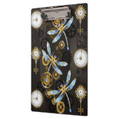 Steampunk Dragonflies op bruine gestreepte achterg Klembord (Links)