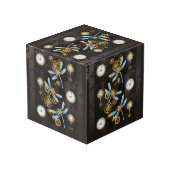 Steampunk Dragonflies op bruine gestreepte achterg Kubus (Achter hoekig)