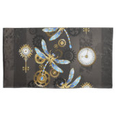 Steampunk Dragonflies op bruine gestreepte achterg Kussensloop (Voorkant-Links)