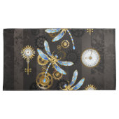 Steampunk Dragonflies op bruine gestreepte achterg Kussensloop (Voorkant-Rechts)