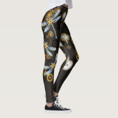 Steampunk Dragonflies op bruine gestreepte achterg Leggings (Rechts)