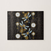 Steampunk Dragonflies op bruine gestreepte achterg Legpuzzel (Horizontaal)