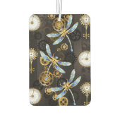 Steampunk Dragonflies op bruine gestreepte achterg Luchtverfrisser (Achterkant)