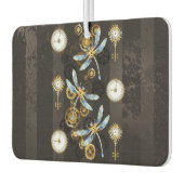 Steampunk Dragonflies op bruine gestreepte achterg Luchtverfrisser (Links)