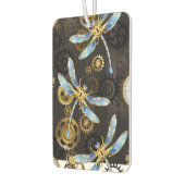 Steampunk Dragonflies op bruine gestreepte achterg Luchtverfrisser (Links)