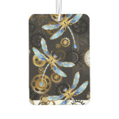 Steampunk Dragonflies op bruine gestreepte achterg Luchtverfrisser (Achterkant)