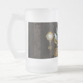 Steampunk Dragonflies op bruine gestreepte achterg Matglas Bierpul (Links)