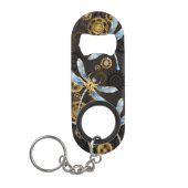 Steampunk Dragonflies op bruine gestreepte achterg Mini Flessenopener (Voorkant)