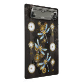 Steampunk Dragonflies op bruine gestreepte achterg Mini Klembord (Schuin)