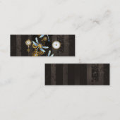 Steampunk Dragonflies op bruine gestreepte achterg Mini Visitekaartje (Voorkant / Achterkant)