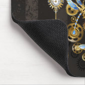 Steampunk Dragonflies op bruine gestreepte achterg Muismat (Hoek)