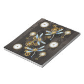 Steampunk Dragonflies op bruine gestreepte achterg Notitieblok (Linkerzijde)