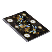 Steampunk Dragonflies op bruine gestreepte achterg Notitieboek (Rechterzijde)