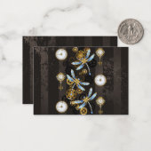 Steampunk Dragonflies op bruine gestreepte achterg Notitiekaartje (Voorkant / Achterkant in situ)
