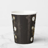 Steampunk Dragonflies op bruine gestreepte achterg Papieren Bekers (Links)