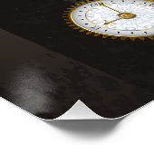 Steampunk Dragonflies op bruine gestreepte achterg Perfect Poster (Hoek)