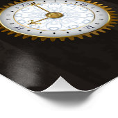 Steampunk Dragonflies op bruine gestreepte achterg Perfect Poster (Hoek)