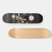 Steampunk Dragonflies op bruine gestreepte achterg Persoonlijk Skateboard (Horizontaal)