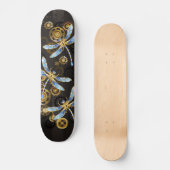 Steampunk Dragonflies op bruine gestreepte achterg Persoonlijk Skateboard (Voorkant)