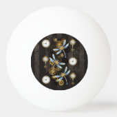Steampunk Dragonflies op bruine gestreepte achterg Pingpongbal (Voorkant)
