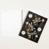 Steampunk Dragonflies op bruine gestreepte achterg Planner (Display)