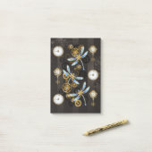 Steampunk Dragonflies op bruine gestreepte achterg Post-it® Notes (Op bureau)