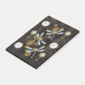 Steampunk Dragonflies op bruine gestreepte achterg Post-it® Notes (Schuin)