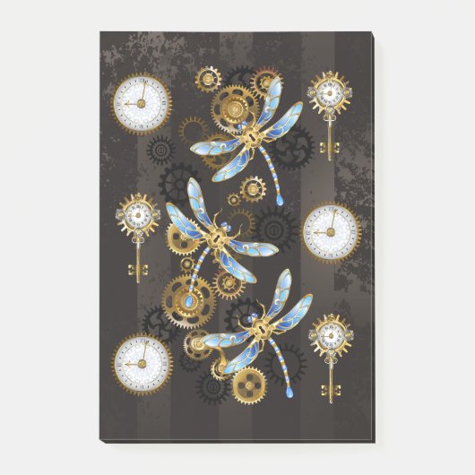 Steampunk Dragonflies op bruine gestreepte achterg Post-it® Notes (Voorkant)