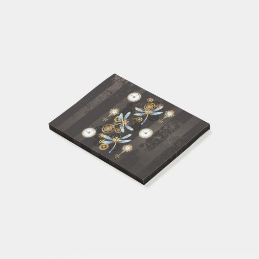 Steampunk Dragonflies op bruine gestreepte achterg Post-it® Notes (Schuin)