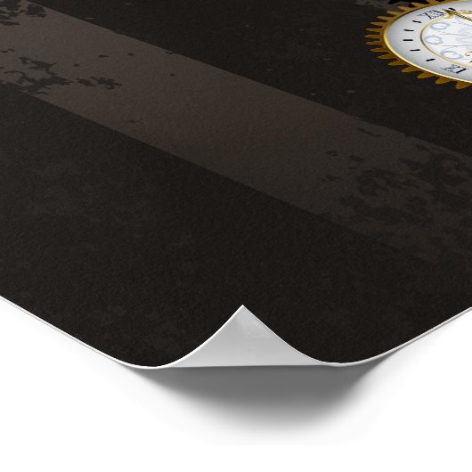 Steampunk Dragonflies op bruine gestreepte achterg Poster (Hoek)