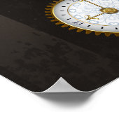 Steampunk Dragonflies op bruine gestreepte achterg Poster (Hoek)