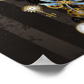 Steampunk Dragonflies op bruine gestreepte achterg Poster (Hoek)
