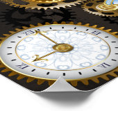 Steampunk Dragonflies op bruine gestreepte achterg Poster (Hoek)