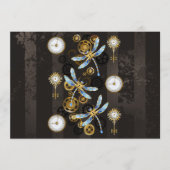 Steampunk Dragonflies op bruine gestreepte achterg Programmakaart (Voorkant)
