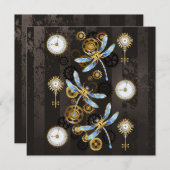 Steampunk Dragonflies op bruine gestreepte achterg Programmakaart (Voorkant / Achterkant)