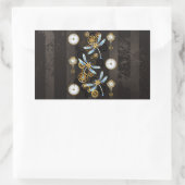 Steampunk Dragonflies op bruine gestreepte achterg Rechthoekige Sticker (Tas)