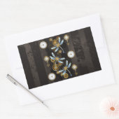 Steampunk Dragonflies op bruine gestreepte achterg Rechthoekige Sticker (Envelop)