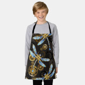 Steampunk Dragonflies op bruine gestreepte achterg Schort (Gedragen)