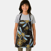 Steampunk Dragonflies op bruine gestreepte achterg Schort (Insitu)