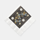 Steampunk Dragonflies op bruine gestreepte achterg Servet (Hoek)